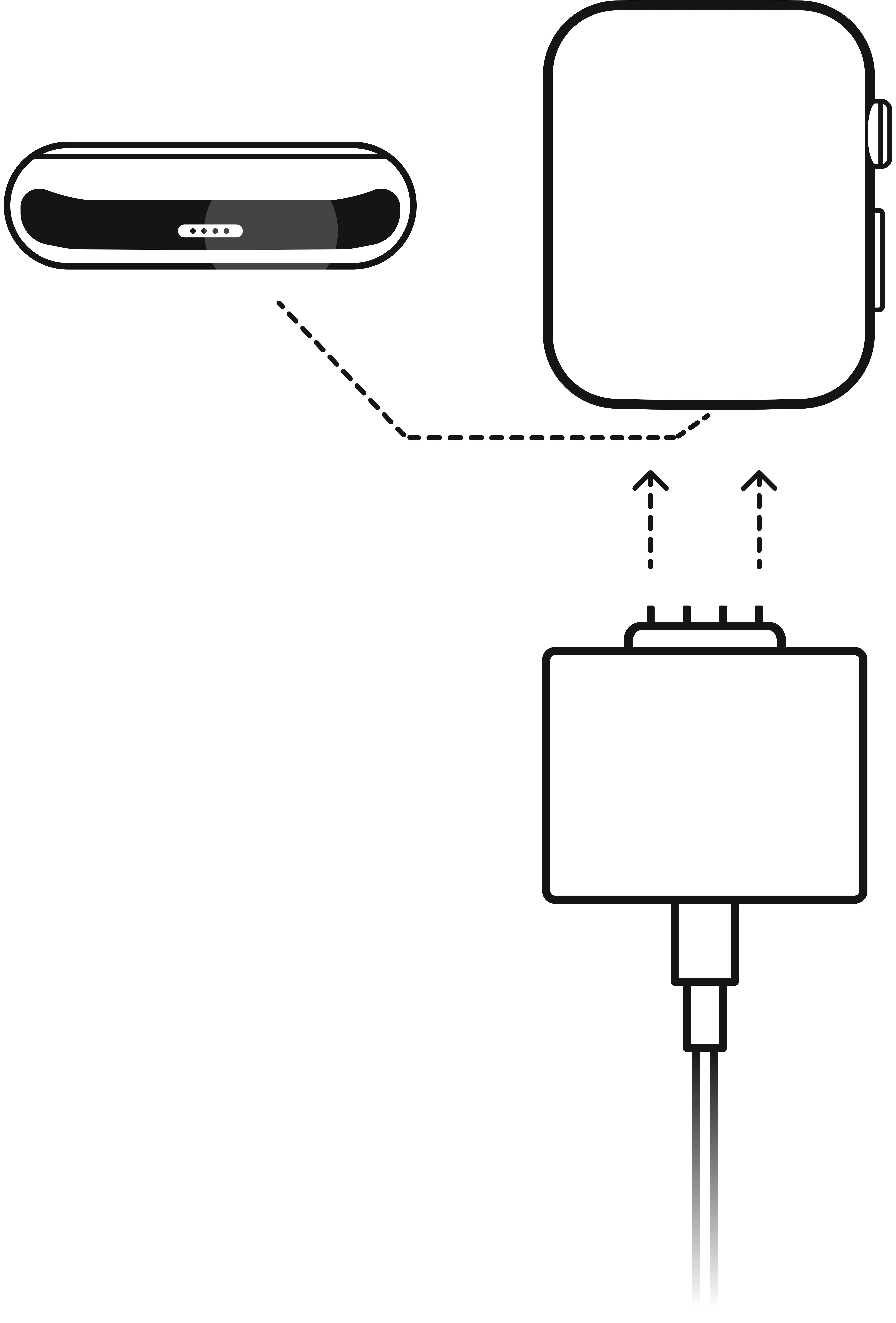 Режим DFU Шаг 1. Подключите Apple Watch через адаптер кабеля для передачи данных.